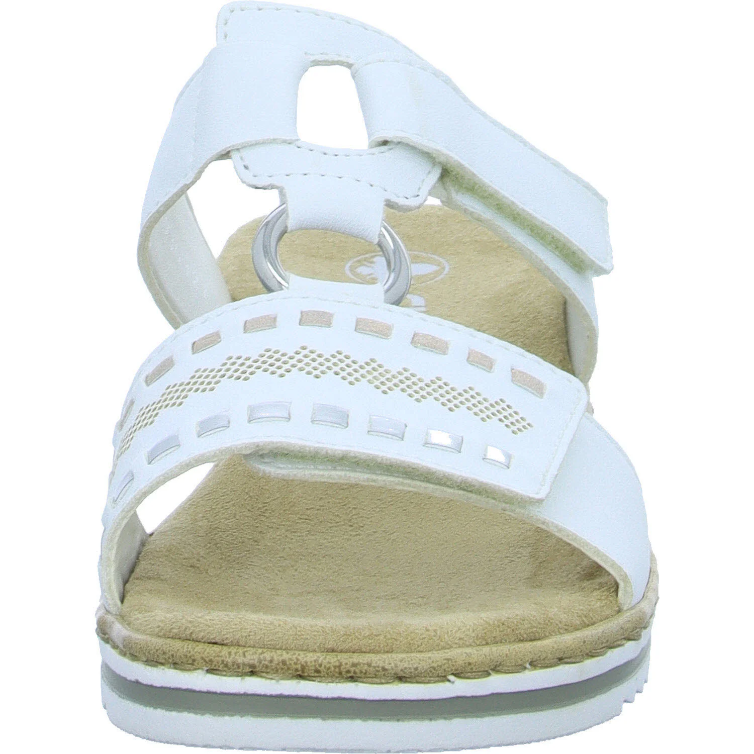 Rieker Damen Pantoletten V0636-80 V0636 weiss/argento/rosegold E 1/2 (schmal)