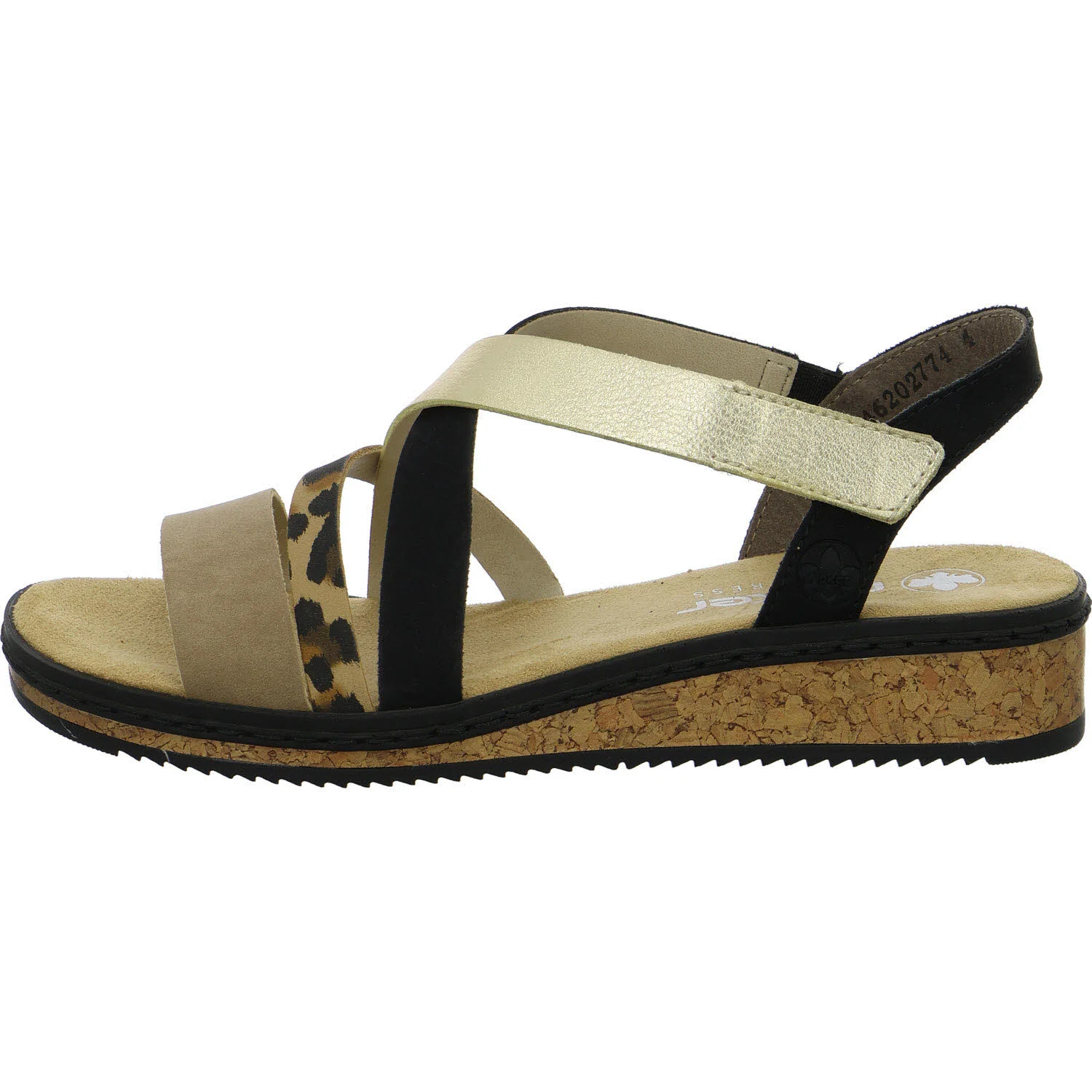 Rieker Damen Sandalen V3663-92 V3663 shell/beige/lightgold/schwarz F (normal)