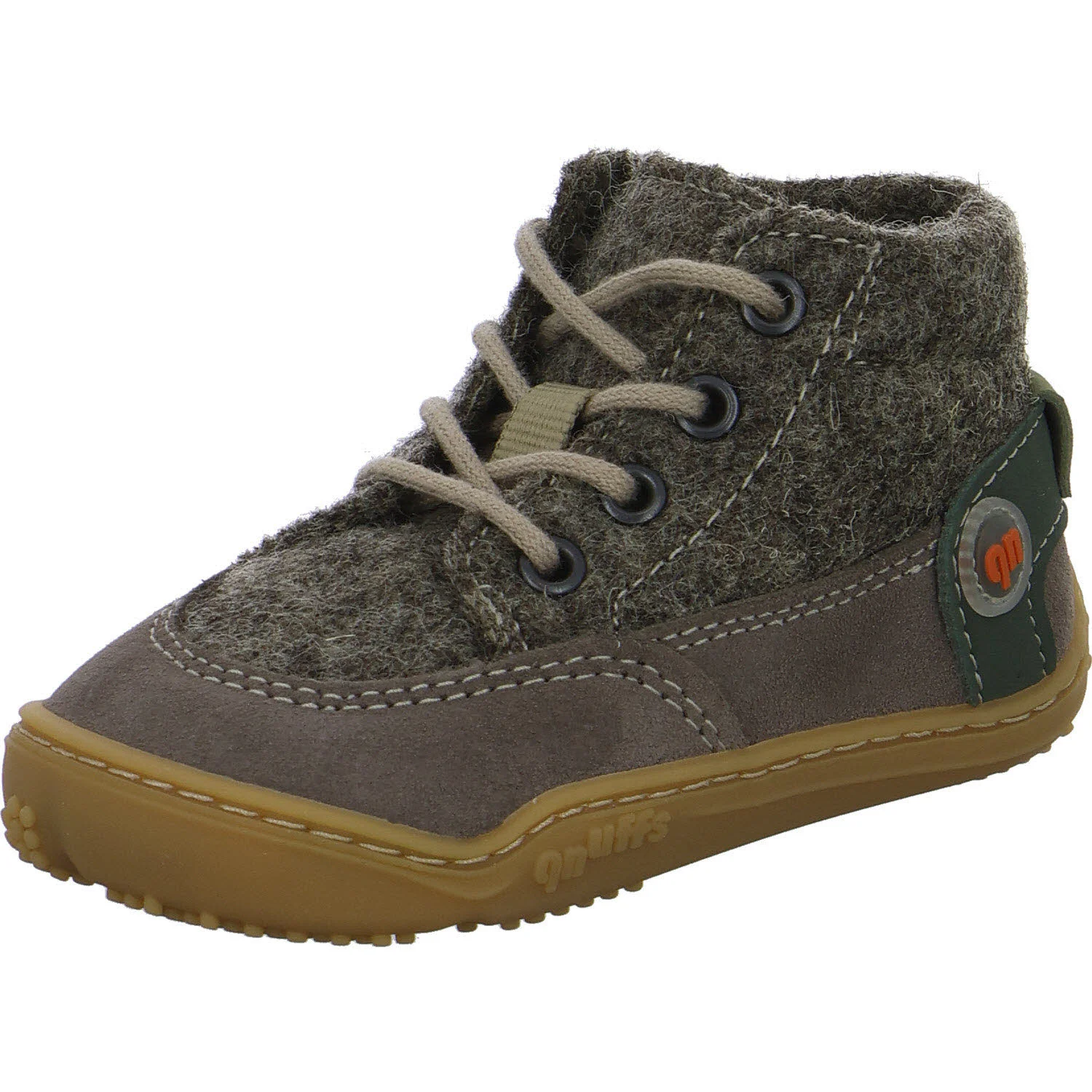 qnuffs Kinder Halbschuhe zum Schnüren QN 0010162/460 Weide meteor/salbei WMS mittel