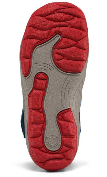 Affenzahn Kinder Schaftstiefel 01487-30052 Übergangsschuh Vegan Explory Wal rot, blau, grau normal