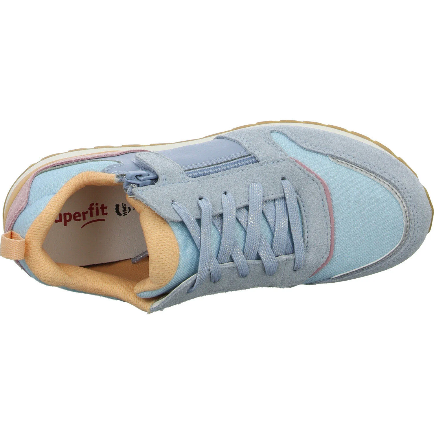 Superfit Kinder Halbschuhe zum Schnüren 1-009562-8400 Dash hellblau/orange WMS mittel