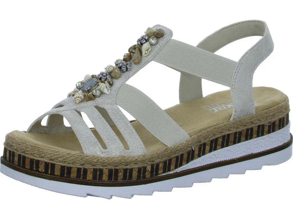 Element 1 von 8 (Bild) – Rieker Damen Sandalen V7949-90 V7949 beige-gold E 1/2 (schmal)