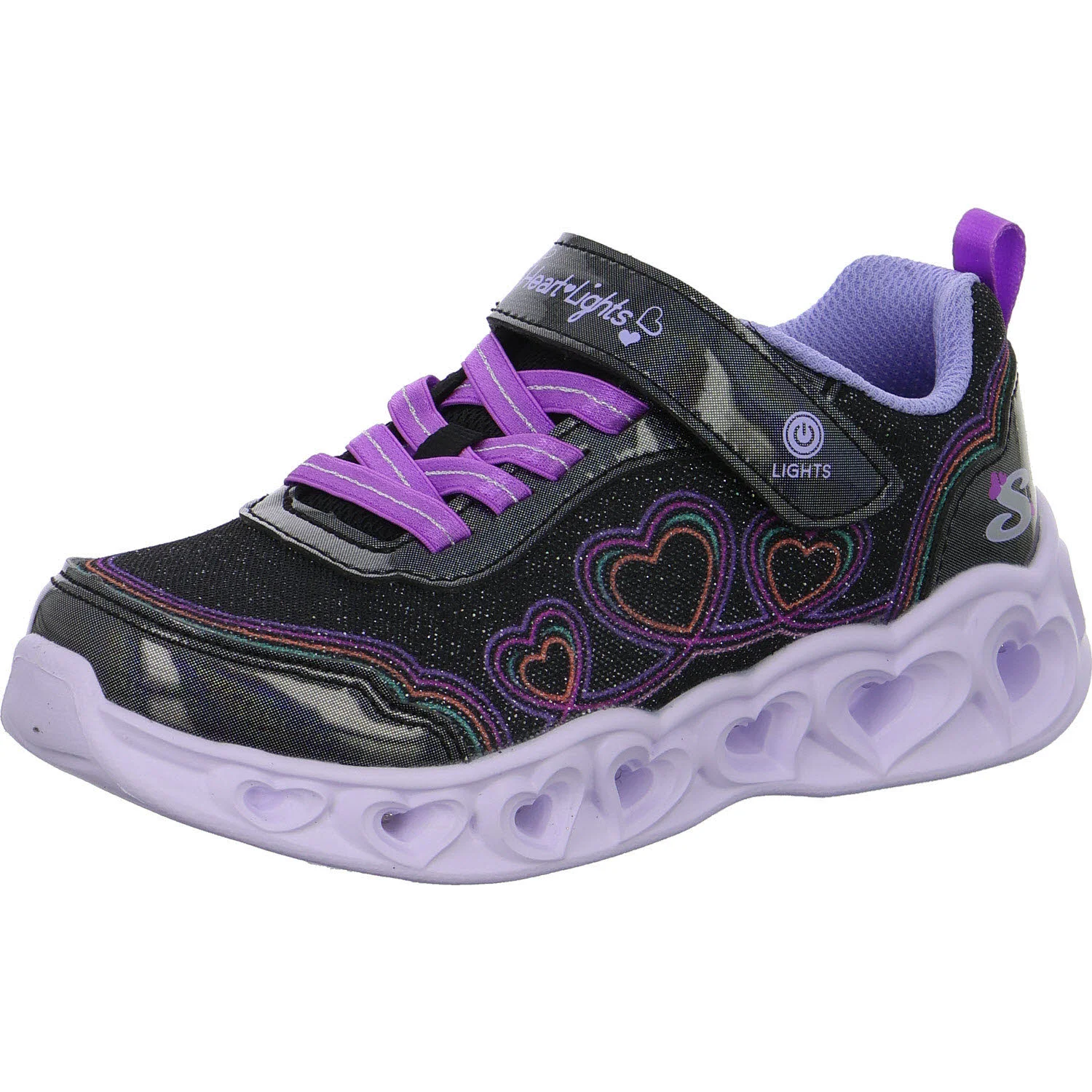 Skechers Kinderschuh zum Schlupfen 303736LC BKMT Heart Lights - Bubble Love black/multi normal