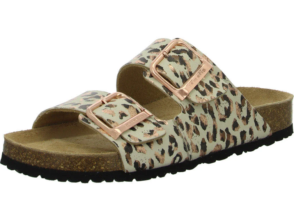 Tamaris Damen Pantoletten 1-27523-46/490 1-27523-46 beige/leopard normal