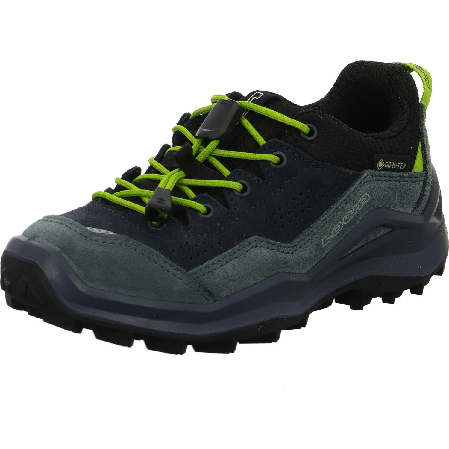 Lowa Kinderschuh zum Schlupfen 641655/7502 Wandax GTX Lo Jr dunkelpetrol/limone normal