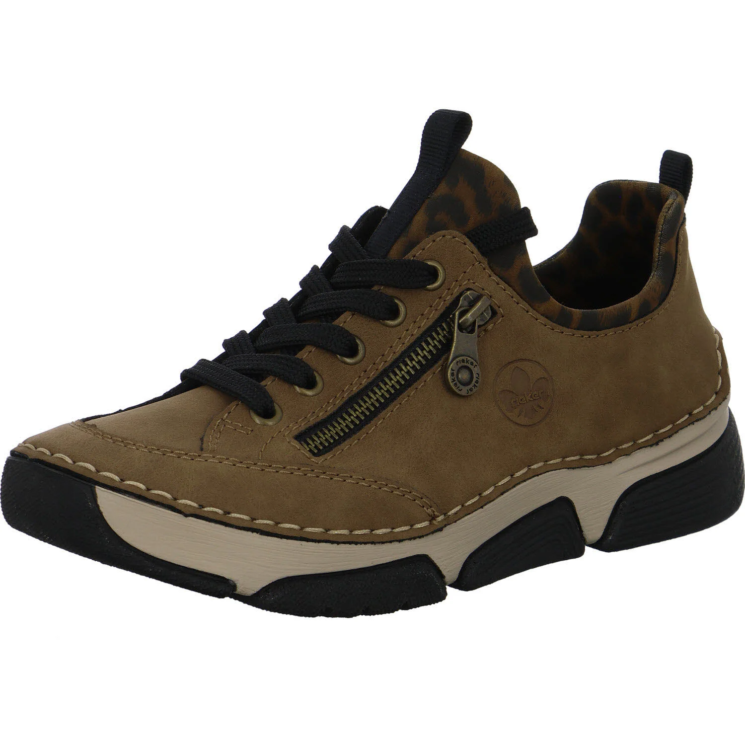 Rieker Damen Slipper 45973-24 45973 wood/leo-braun F 1/2 (normal)