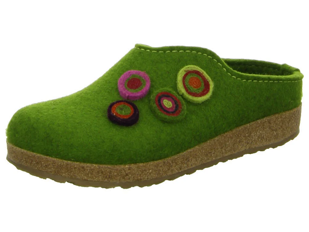 Haflinger Damen Winterpantoffel 731023-036 Grizzly Kanon grasgrün normal
