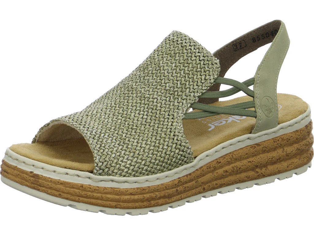Rieker Damen Sandalen 62741-52 62741 schilf/grün H (weit)