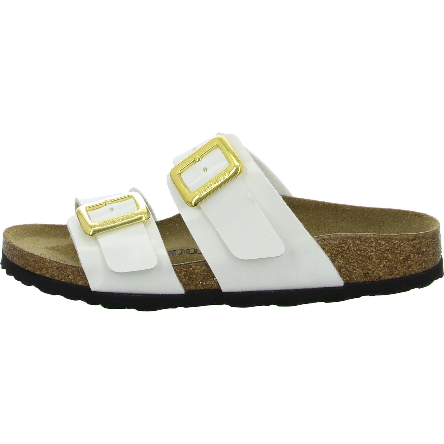 Element 6 von 8 (Bild) – BIRKENSTOCK Pantoletten 1029438 Sydney Cushion Buckle patent white schmal