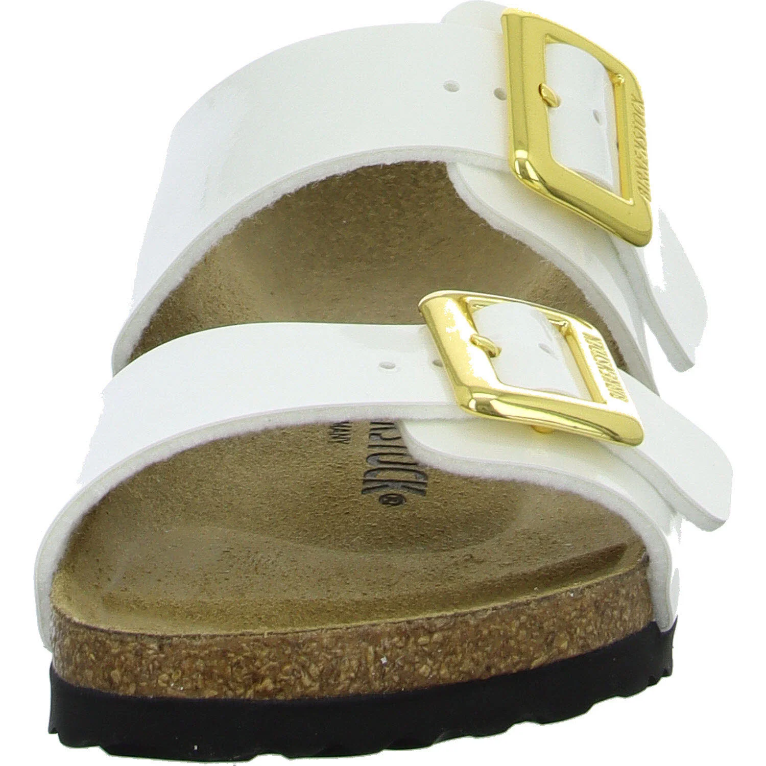Element 3 von 8 (Bild) – BIRKENSTOCK Pantoletten 1029438 Sydney Cushion Buckle patent white schmal