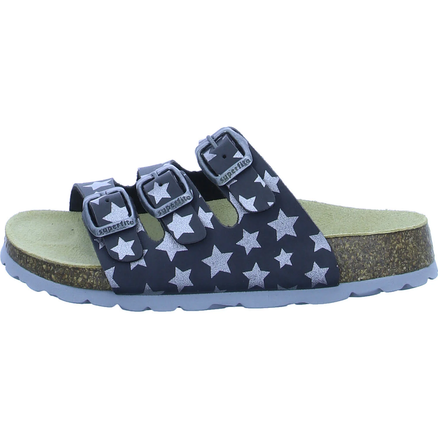 Superfit Kinder Pantoletten mit Fußbett 800113-2100 FUSSBETTPANTOFFEL GRAU KOMBI WMS mittel