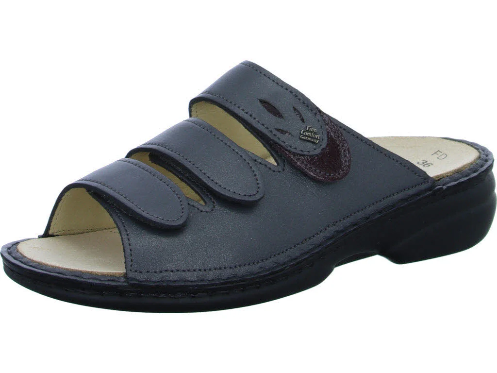 Finn Comfort Damen Pantoletten 02554-902824 Kos ANTHRAZIT/AMARONE weit