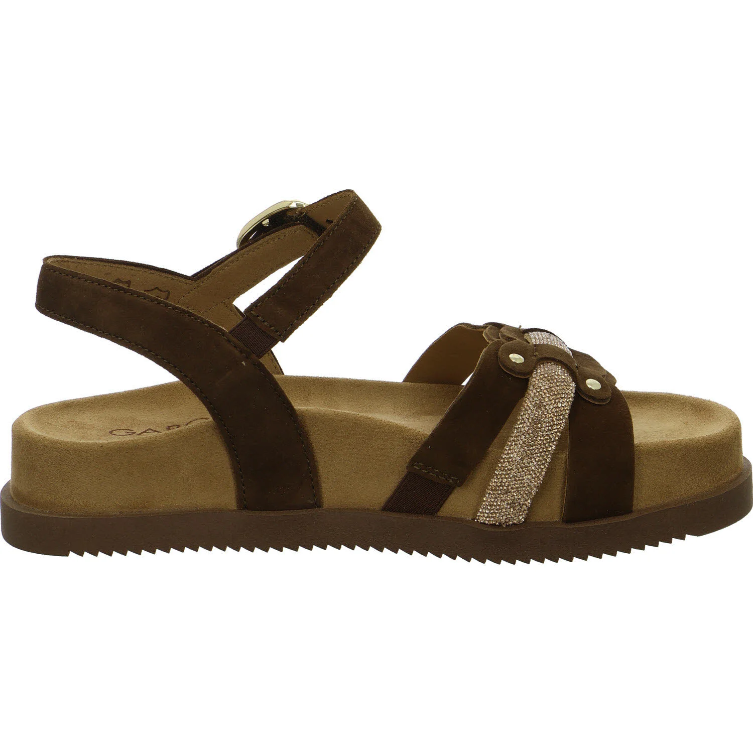Gabor Damen Sandalen 83.770.18 83.770 cacao/gold F (schmal/normal)