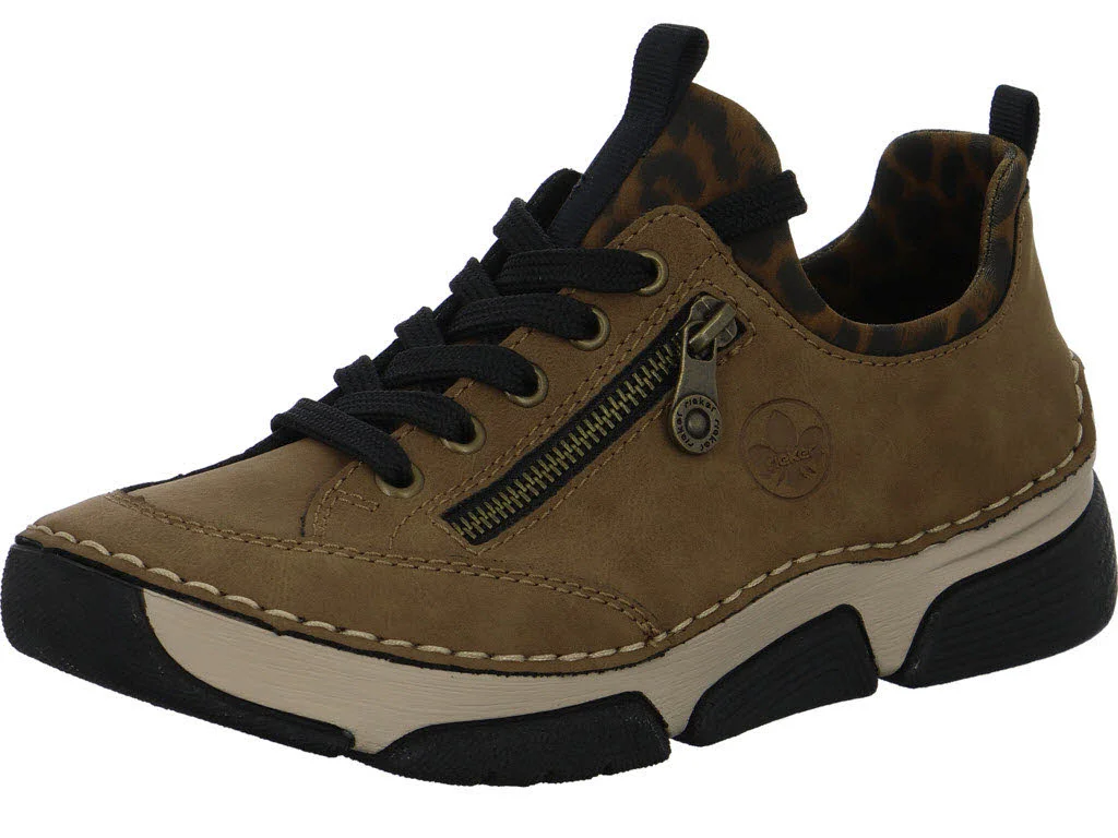 Rieker Damen Slipper 45973-24 45973 wood/leo-braun F 1/2 (normal)