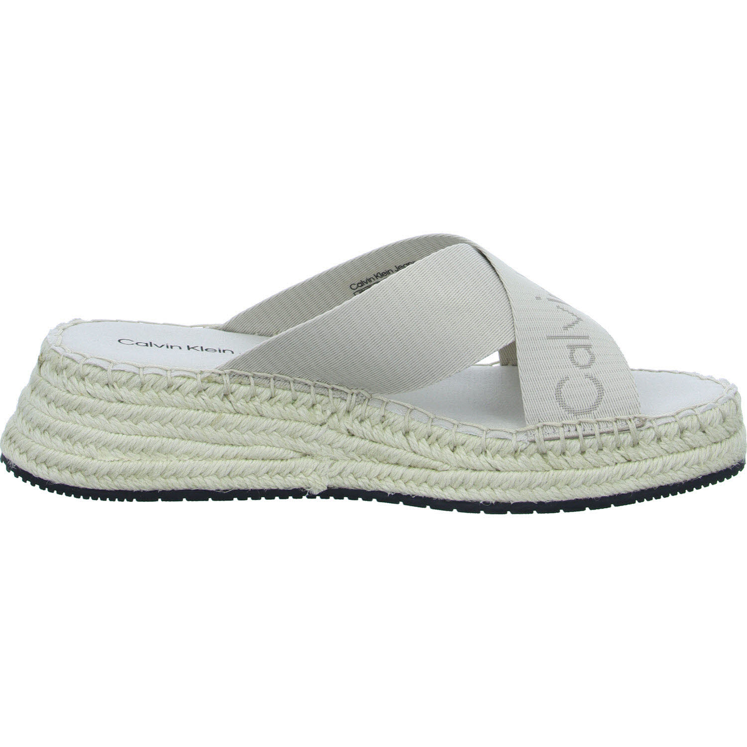 Calvin Klein Damen Pantoletten YW0YW01364ACF SPORTY WEDGE ROPE SANDAL MR Triple Eggshell normal