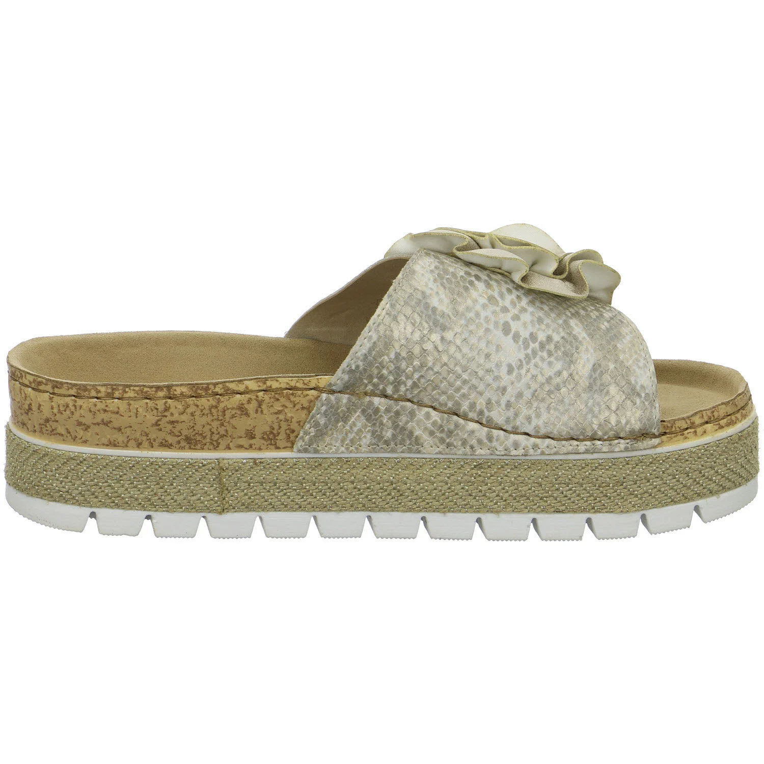 Rieker Damen Pantoletten 69562-90 69562 offwhite-gold/muschel F 1/2 (normal)