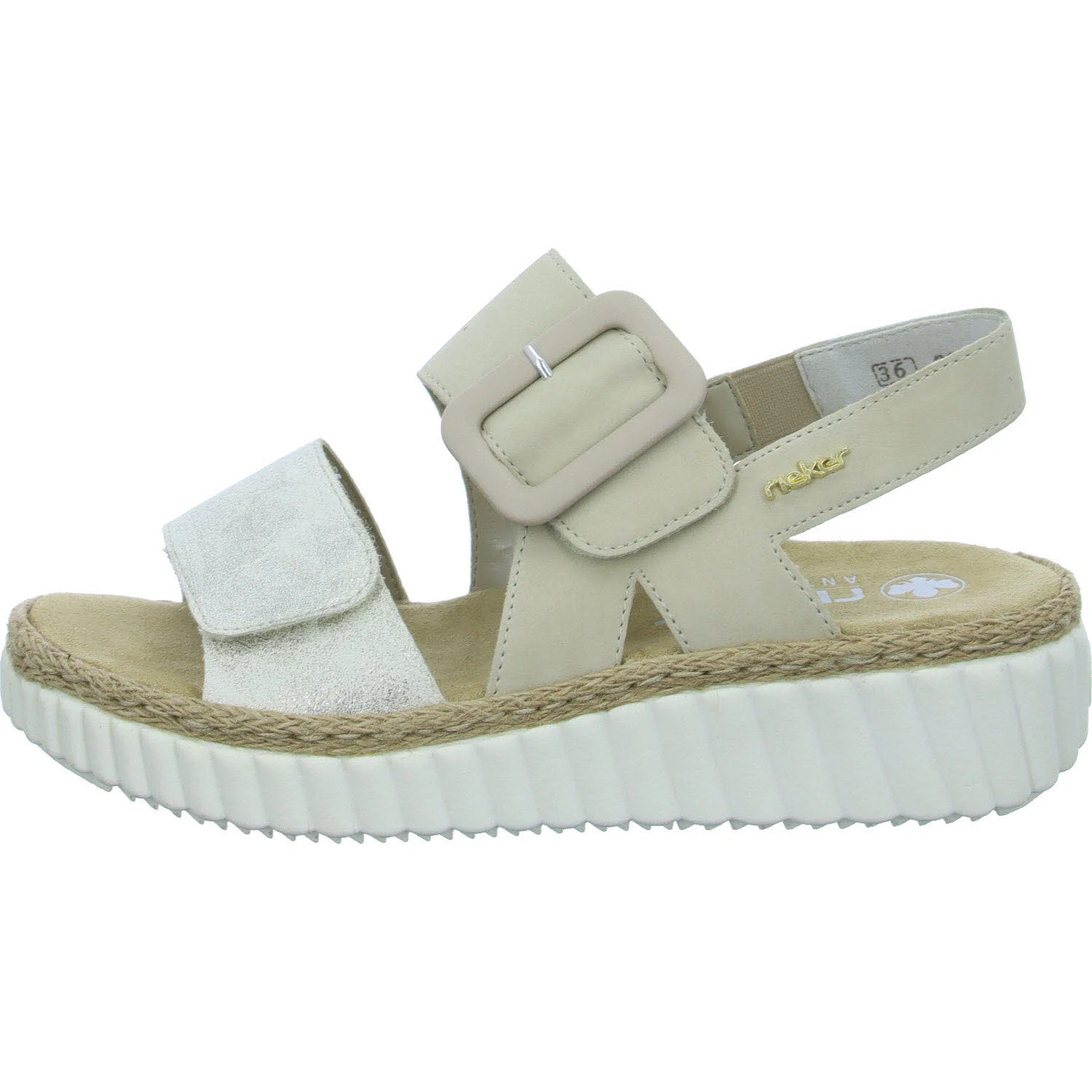 Rieker Damen Sandalen 69260-60 69260 beige-gold/perle H (extra weit)