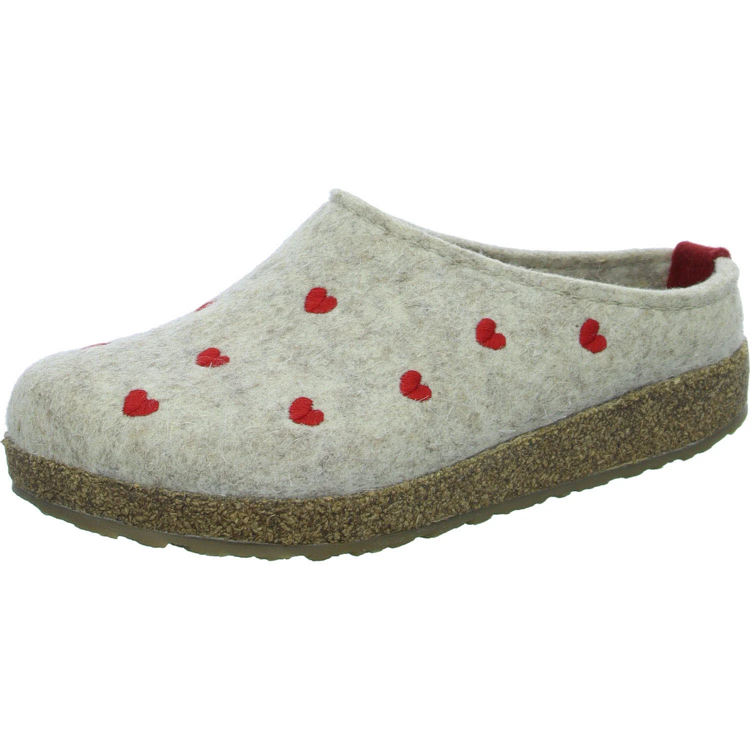 Haflinger Damen Winterpantoffel 741031-0-46 Grizzly Cuoricini beigemeliert öko normal