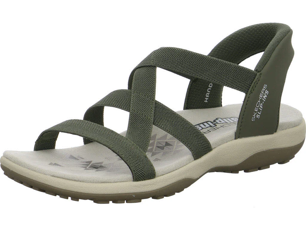 Skechers Damen Sandalen 163460 OLV Reggae Slim - Stretch Flex olive normal