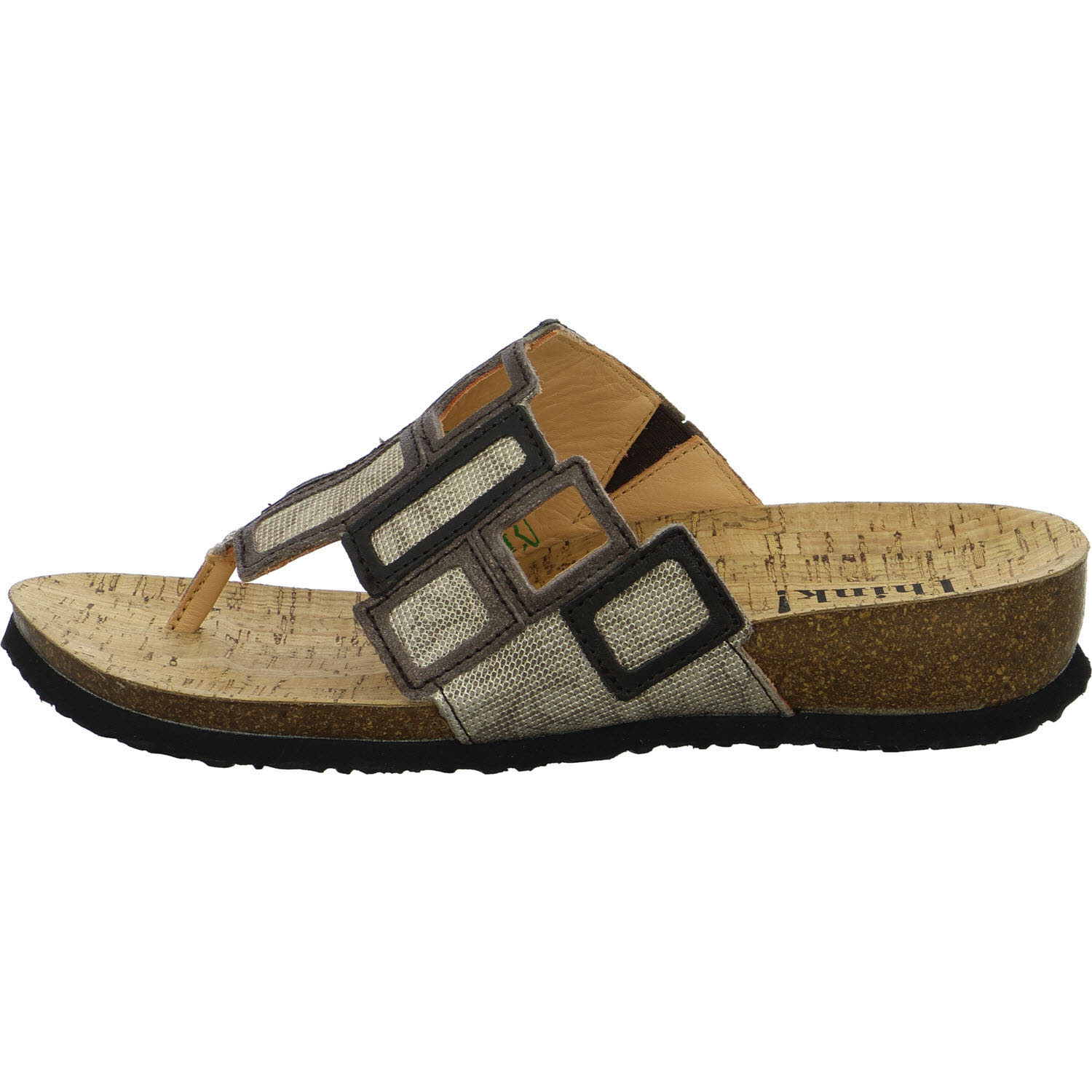 Think Damen Pantoletten 3-001136-3010 Julia taupe/kombi F 1/2 (normal)