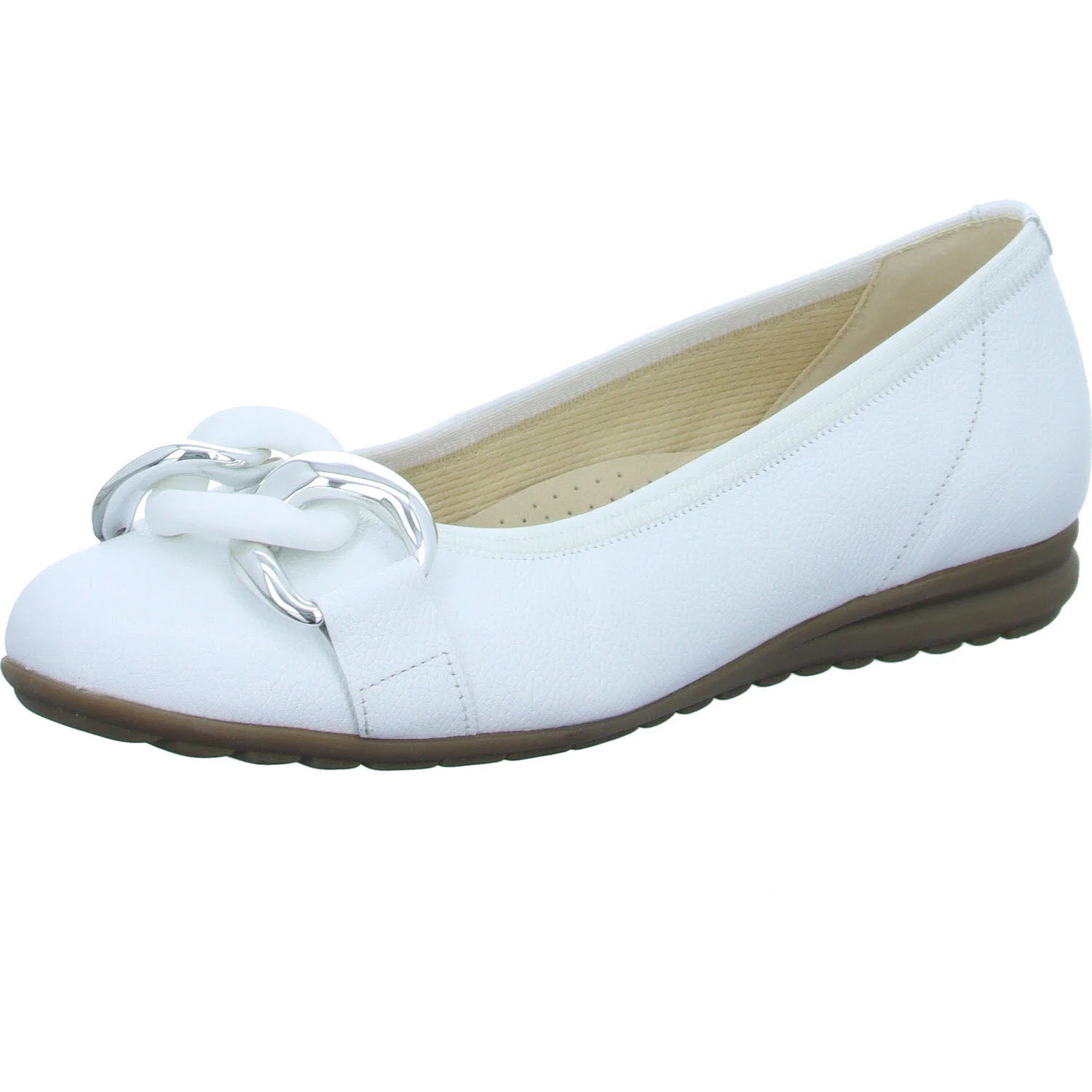 Element 2 von 8 (Bild) – Gabor Damen Ballerina 62.625.50 42.625 weiss (uni+silber) G (normal)