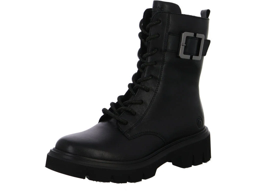 Remonte Damen Schnürstiefel D1W82-00 D1W82 schwarz/schwarz/schwarz G (weit)