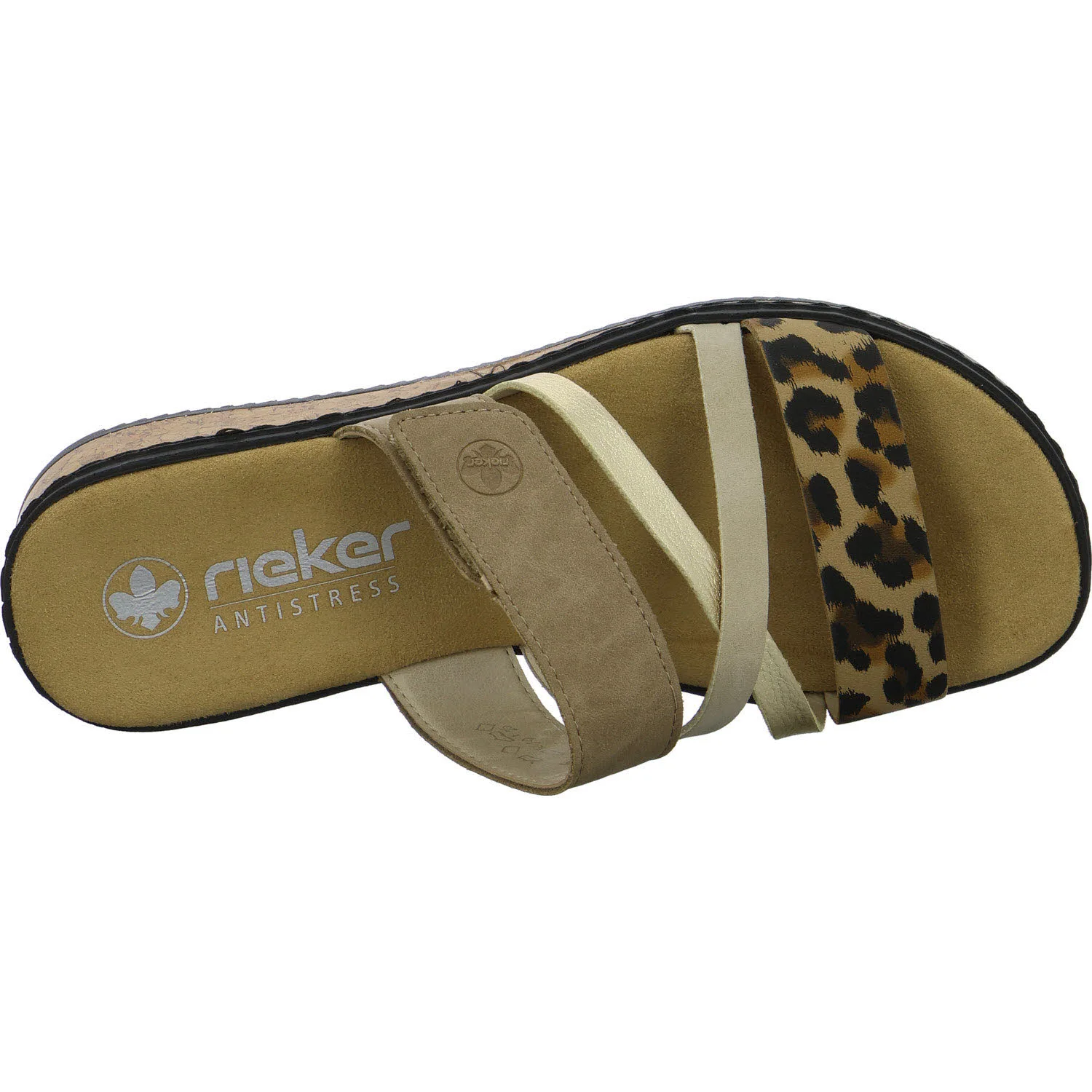 Rieker Damen Pantoletten V3652-62 V3652 beige/ginger/lightgolg/shell F (normal)