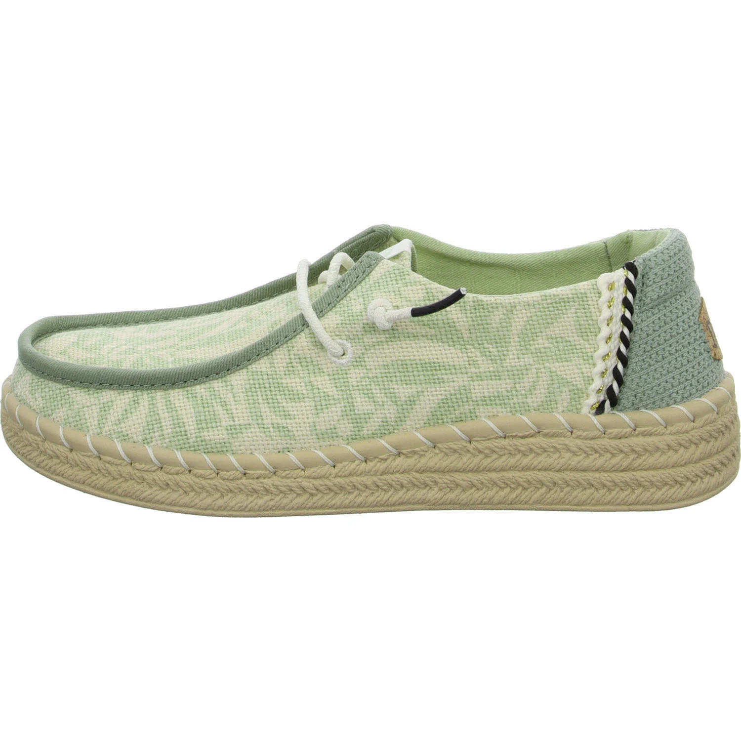 heydude Damen Slipper HD43179-3YY Wendy Espadrille Retro Palm celadon green/white weit
