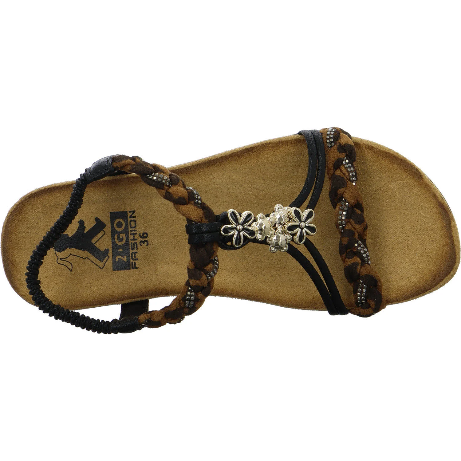 2go Fashion Damen Sandalen 8018830-997 8018830 schwarz/leo normal