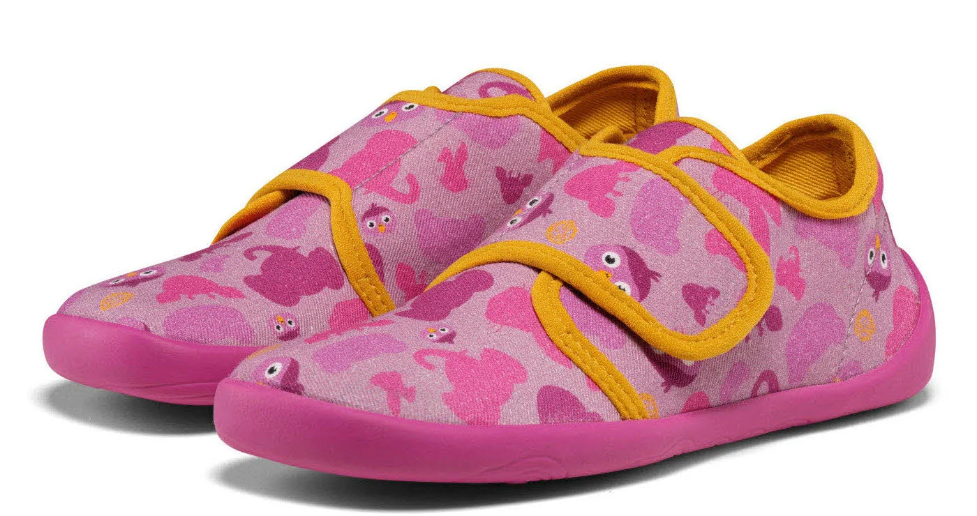 Affenzahn Kinder Hausschuhe 01398-40010 Hausschuh Baumwolle Movy Vogel pink normal