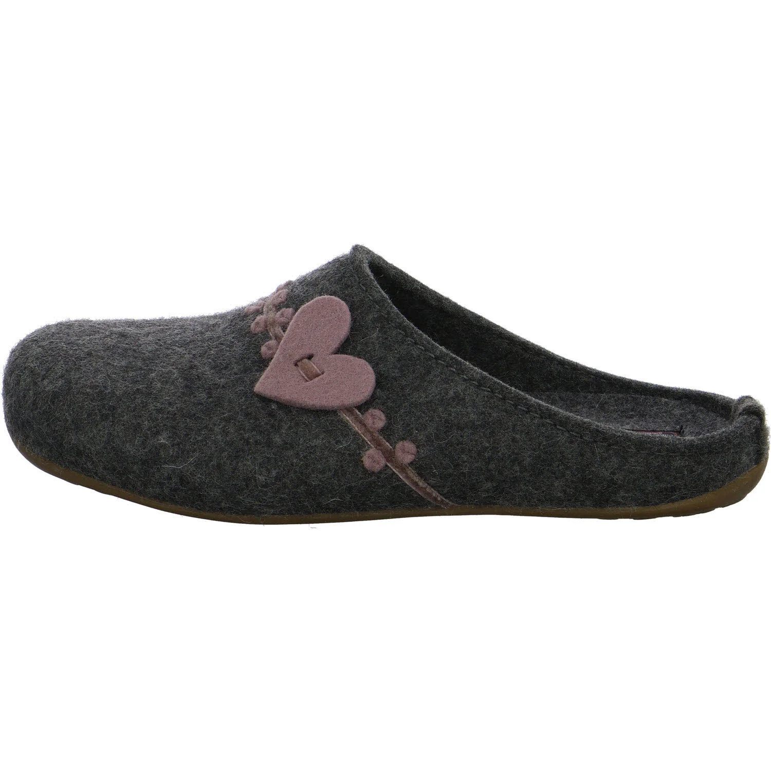 Haflinger Damen Winterpantoffel 483142-0-4 Everest Coeur anthrazit normal