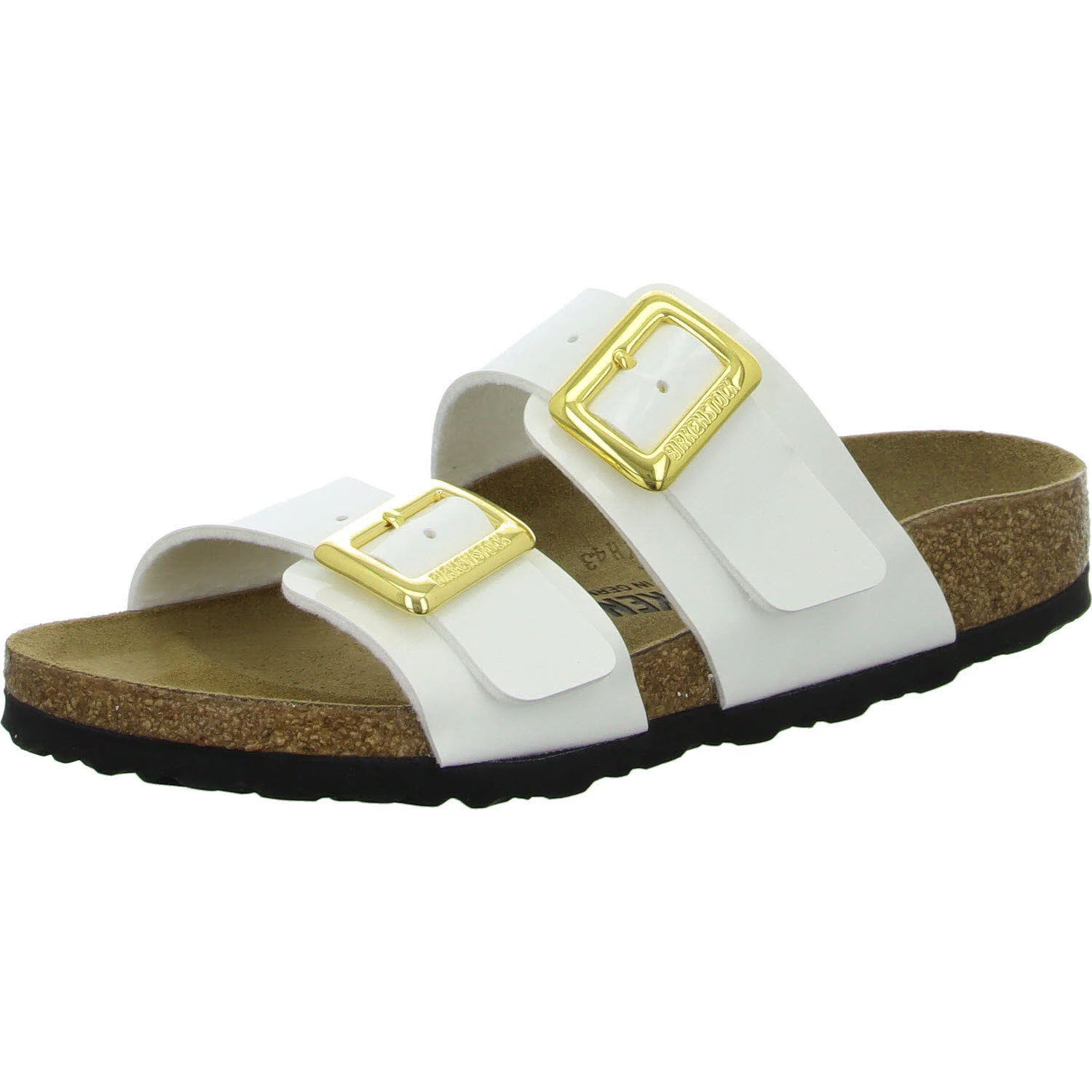 Element 2 von 8 (Bild) – BIRKENSTOCK Pantoletten 1029438 Sydney Cushion Buckle patent white schmal