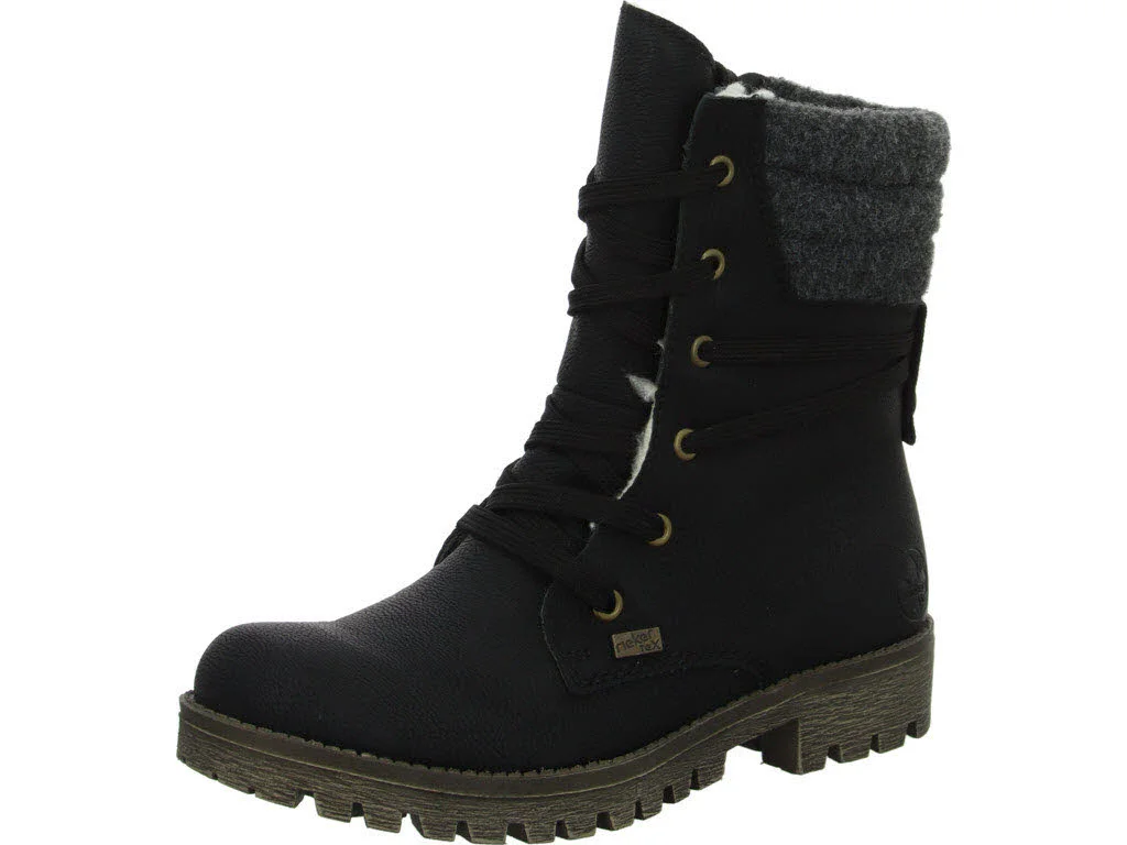 Element 1 von 8 (Bild) – Rieker Damen Schnürstiefel warm 78531-00 78531 schwarz/anthrazit F (normal)