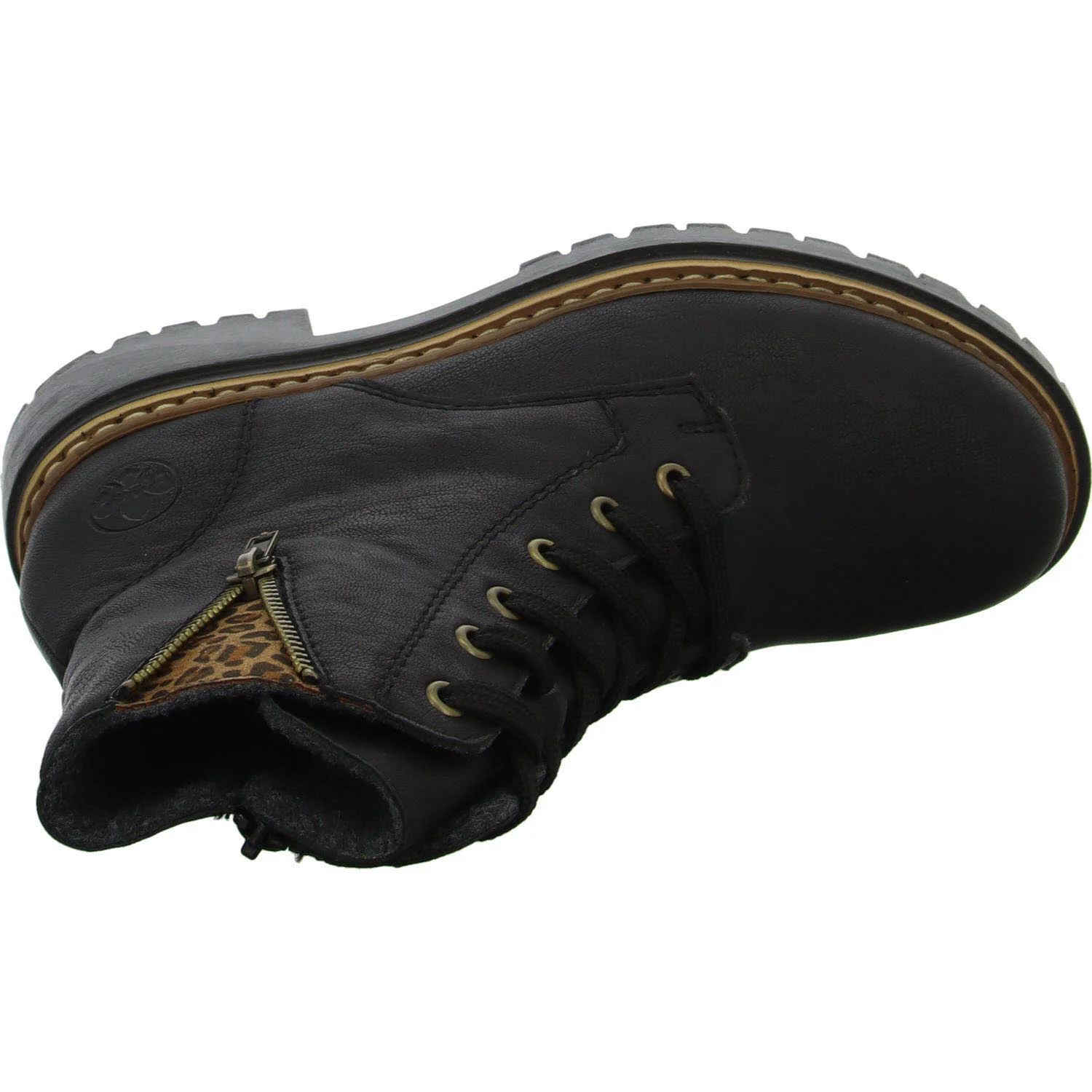 Rieker Damen Schnürstiefel 72617-00 72617 schwarz/leo-nuss F (normal)