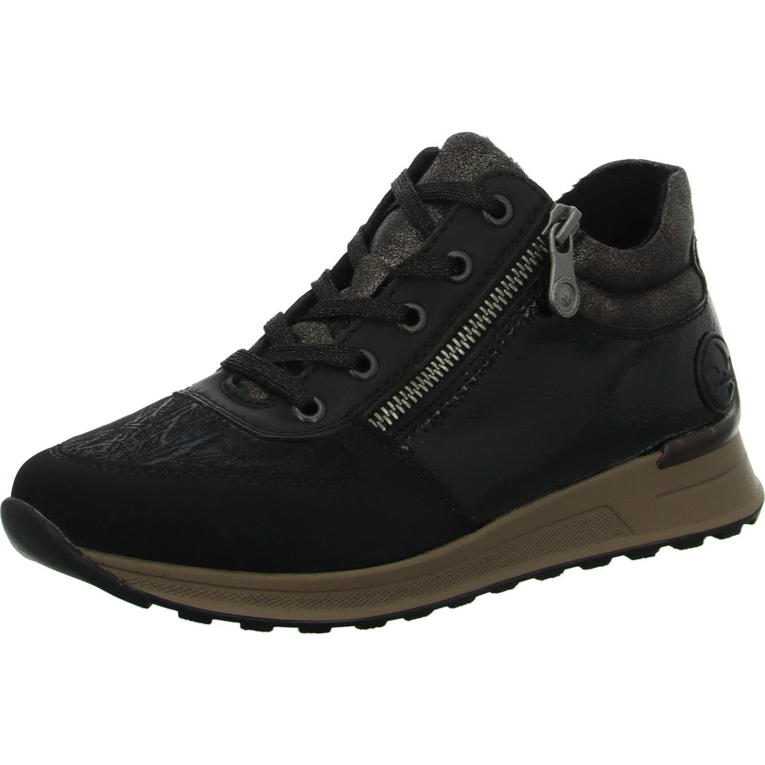 Rieker Damen Schnürschuhe N1407-00 N1407 schwarz/schwarz/schwarz H (extra weit)