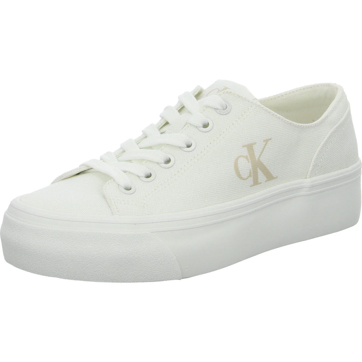 Calvin Klein Damen Schnürschuhe YW0YW0176301W VULC FLATFORM LOW CV MG triple bright white normal