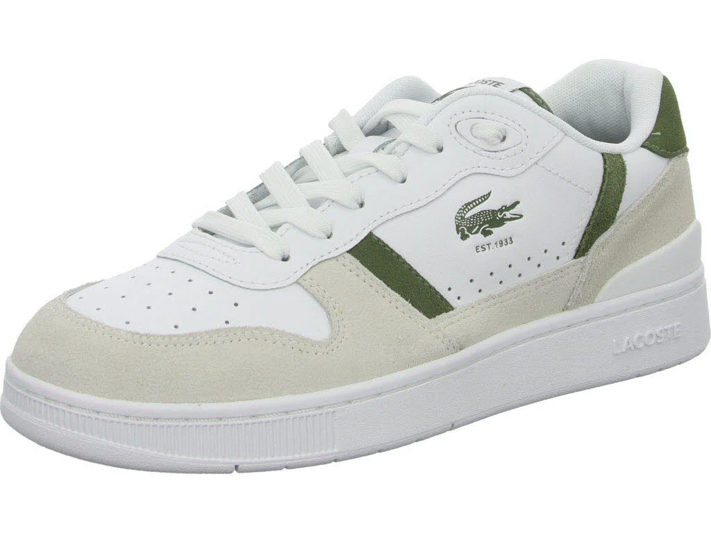 Lacoste Herren Schnürschuhe 51SMA0168_2H4 Men's T-Clip Set Sneakers white/khaki normal