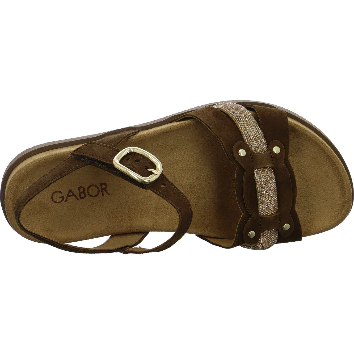 Gabor Damen Sandalen 83.770.18 83.770 cacao/gold F (schmal/normal)