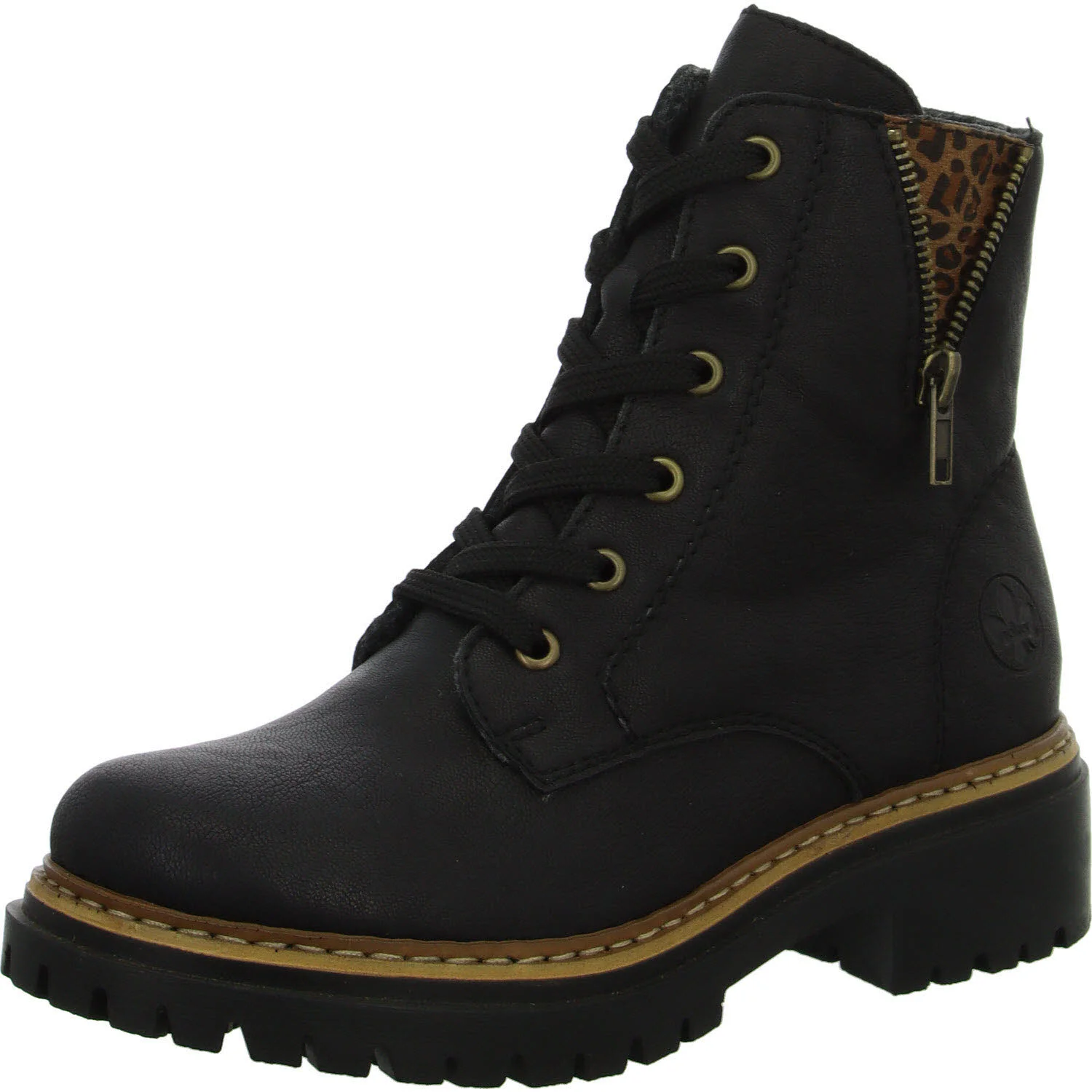 Rieker Damen Schnürstiefel 72617-00 72617 schwarz/leo-nuss F (normal)