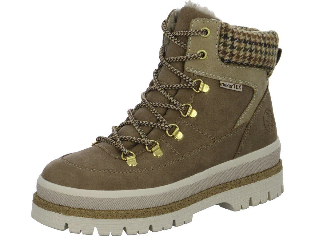 Rieker Damen Schnürstiefel warm Y6210-64 Y6210 fango/porzellan/natur-multi F 1/2 (normal)