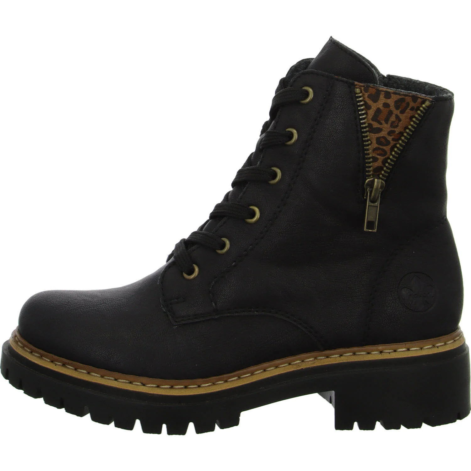 Rieker Damen Schnürstiefel 72617-00 72617 schwarz/leo-nuss F (normal)