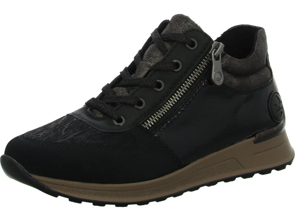 Rieker Damen Schnürschuhe N1407-00 N1407 schwarz/schwarz/schwarz H (extra weit)