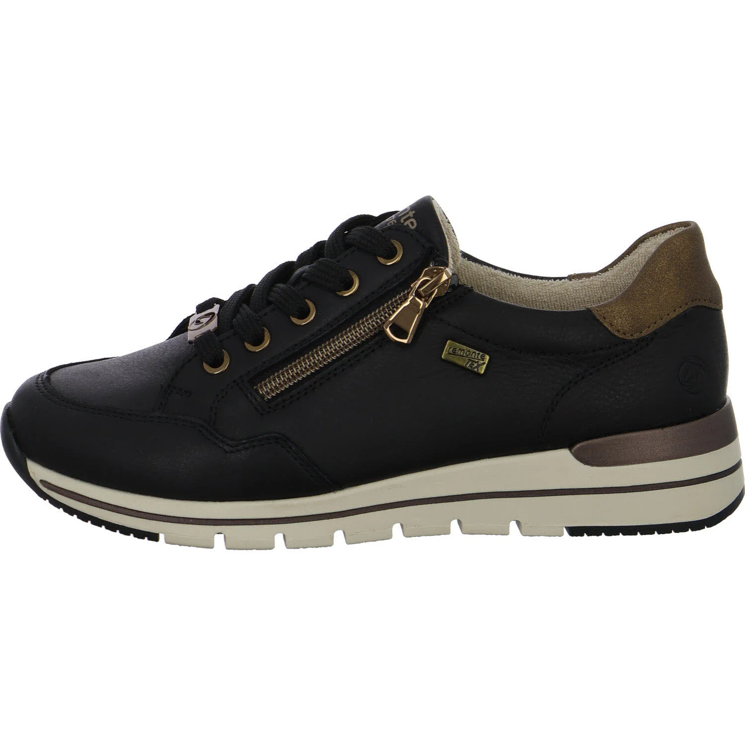 Remonte Damen Schnürschuhe R6716-03 R6716 schwarz/antik G (weit)