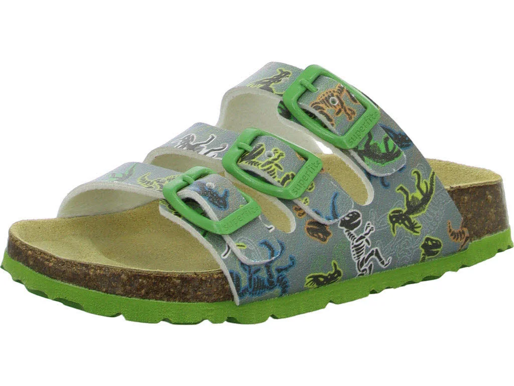 Superfit Kinder Pantoletten 1-800113-2050 Fussbettpantoffel grau/mehrfarbig WMS mittel