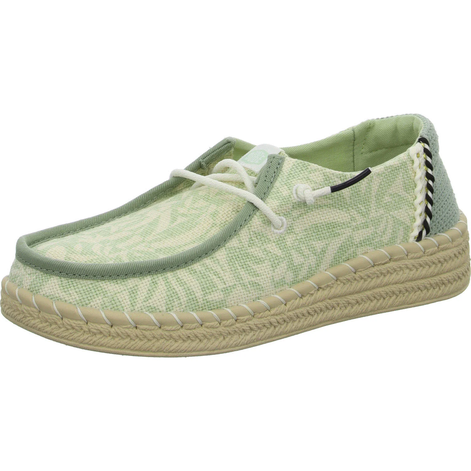 heydude Damen Slipper HD43179-3YY Wendy Espadrille Retro Palm celadon green/white weit