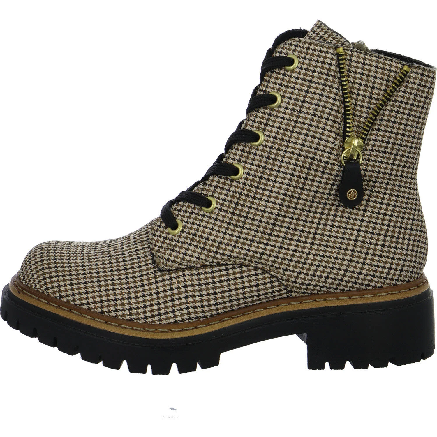 Rieker Damen Schnürstiefel 72617-60 72617 beige-schwarz/schwarz F (normal)