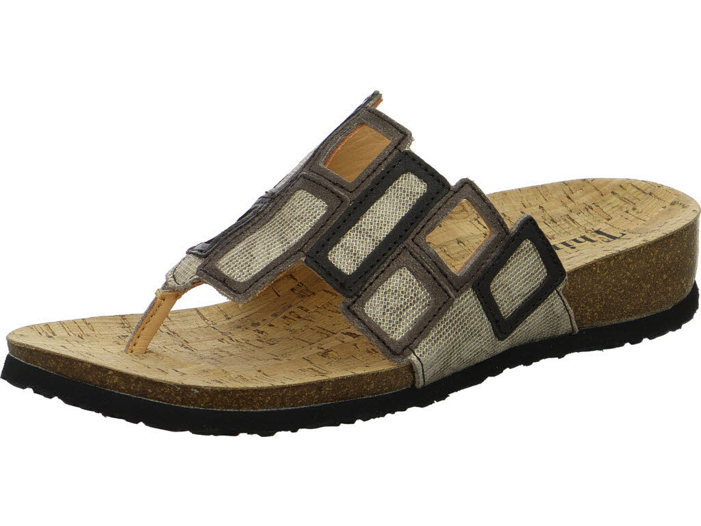 Think Damen Pantoletten 3-001136-3010 Julia taupe/kombi F 1/2 (normal)