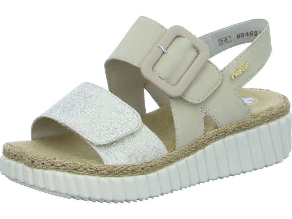 Rieker Damen Sandalen 69260-60 69260 beige-gold/perle H (extra weit)