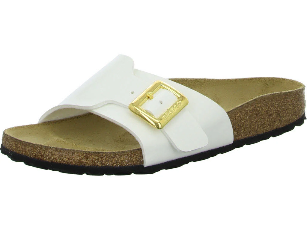 BIRKENSTOCK Pantoletten 1029437 Catalina Cushion Buckle patent white schmal
