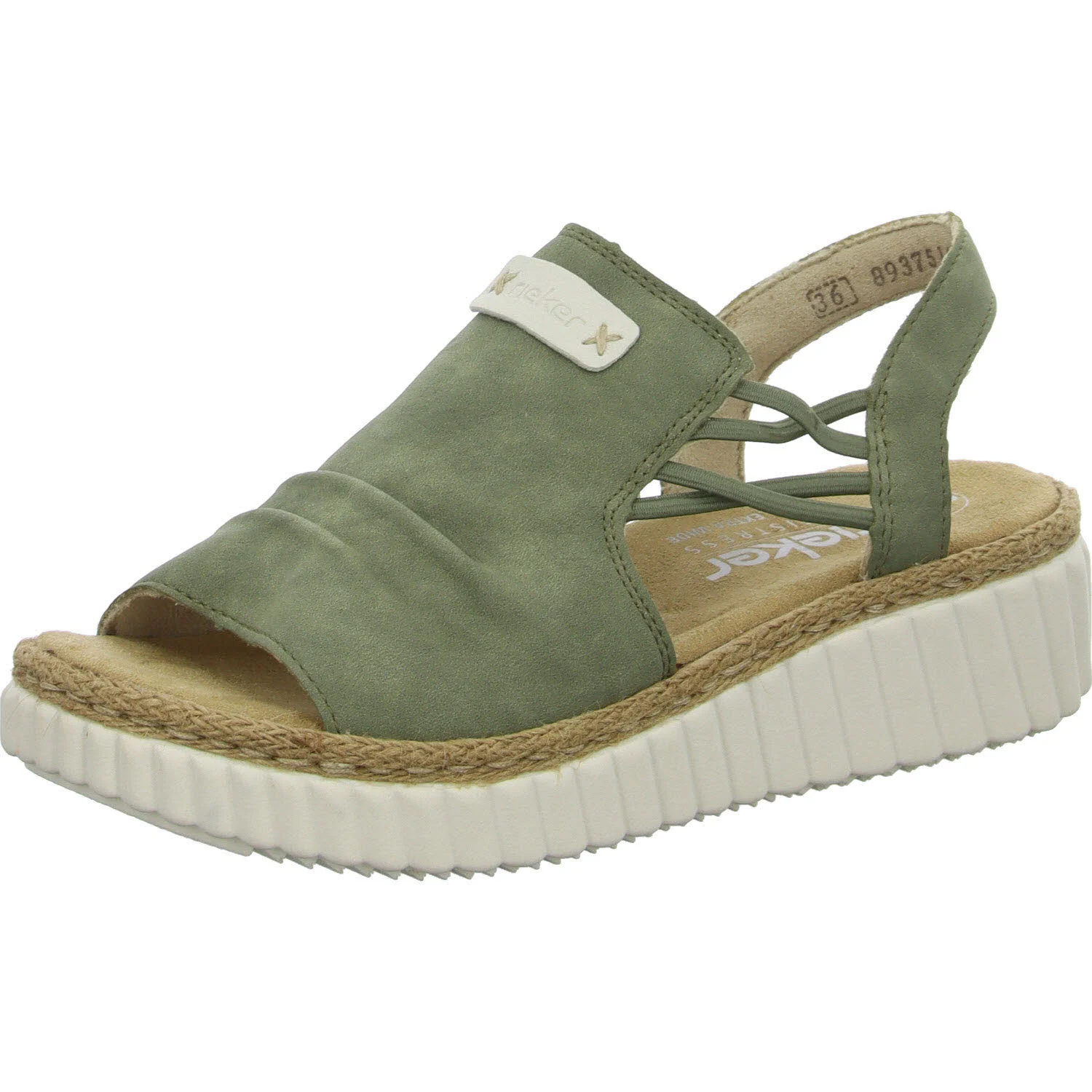 Rieker Damen Sandalen 69262-52 69262 schilf/offwhite H (extra weit)